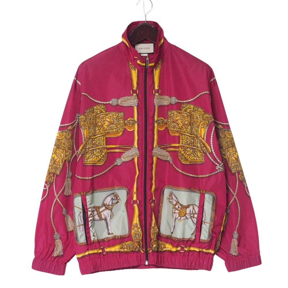 GUCCI グッチ ブルゾン サイズM ジップアップ ナイロンジャケット 馬 タッセル イタリア製 ブランド古着【中古】20250501/RA4531