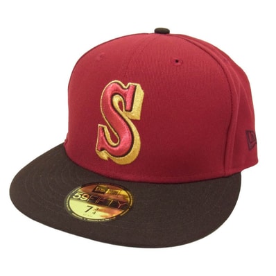 NEW ERA ニューエラ Seattle Mariners 59FIFTY 20th Anniversary シアトル マリナーズ アニバーサリー キャップ 帽子 エンジ系 7 3/4【中古】