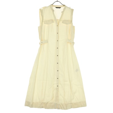 美品 ZARA ザラ ノースリーブ シャツワンピース XL アイボリー