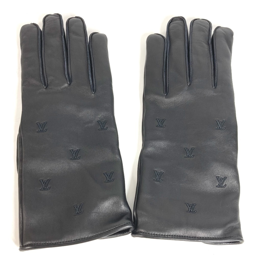 ルイヴィトン LOUIS VUITTON グローブ LV ブラゾン M7737I LVロゴ グローブ アクセサリー 手袋 レザー ブラック 未使用