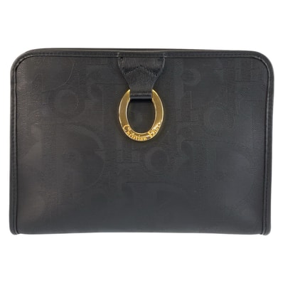 美品 Christian Dior クリスチャンディオール トロッター オーバル ブラック 黒 ゴールド金具 PVC クラッチバッグ セカンドバッグ 602234 【中古】