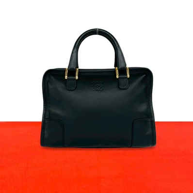 LOEWE ロエベ アマソナ 28 アナグラム ロゴ 型押し レザー ハンドバッグ ブラック
25692