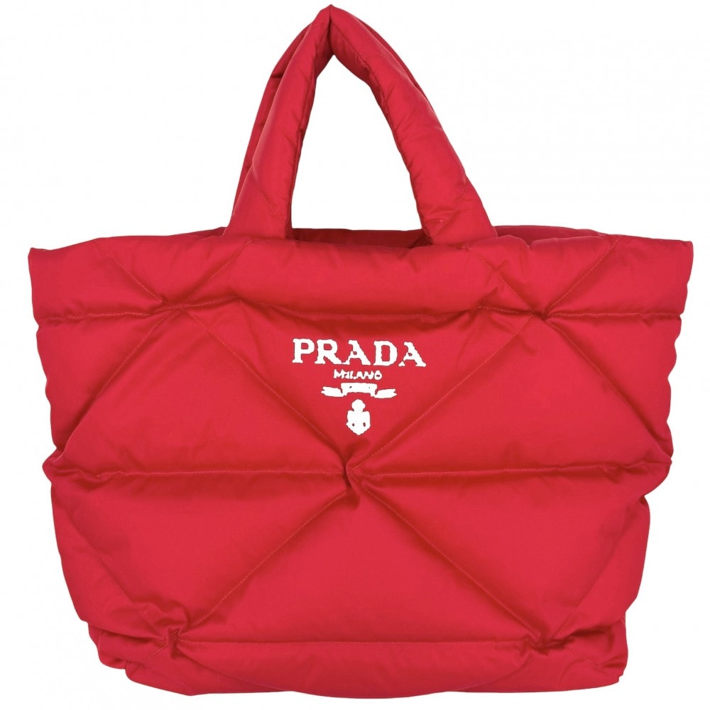 PRADA プラダ ハンドバッグ パデッドRe Nylon トートバッグ 2VG082 ナイロン レッド 赤 シルバー金具 レディース 美品【中古品】