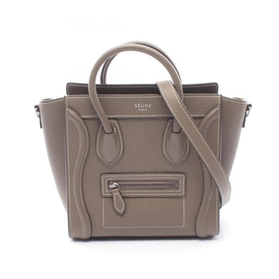 セリーヌ CELINE ラゲージ ナノショッパー 2WAY ハンドバッグ バッグ レザー レディース グレー系 【中古】