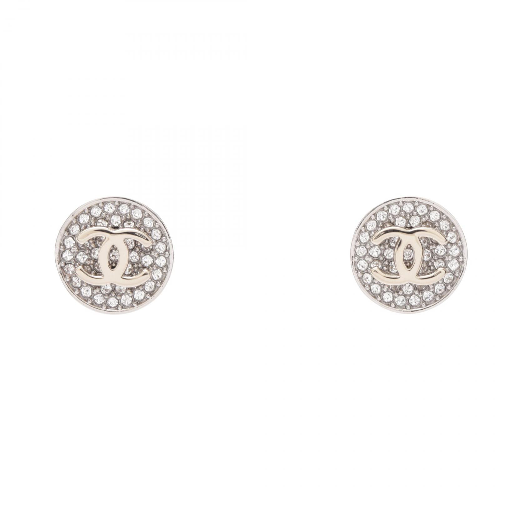 シャネル CHANEL ココマーク サークル ピアス ジュエリー メタル / ラインストーン レディース シルバー系 / クリア系 【中古】