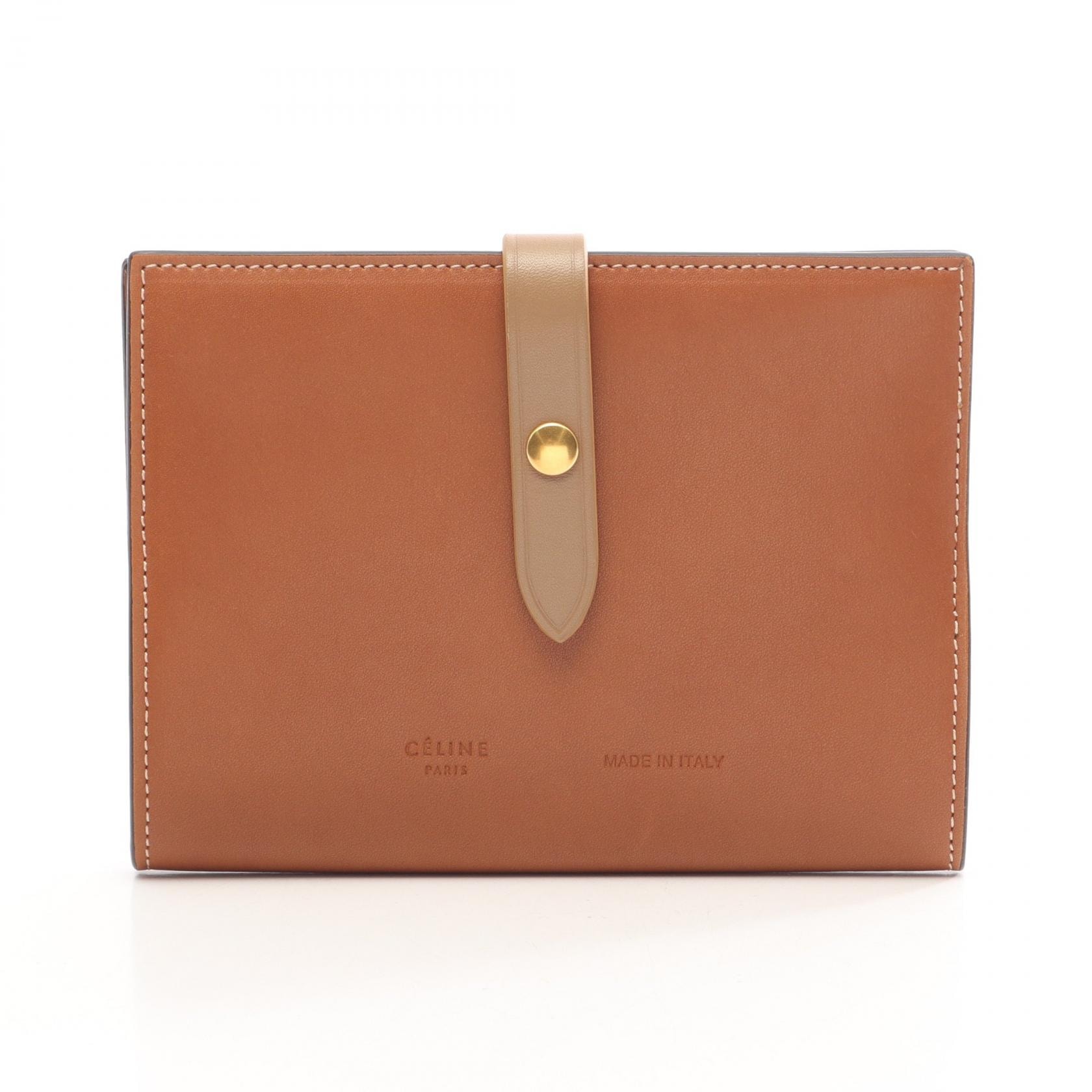 セリーヌ CELINE パスポートケース カードケース アクセサリー レザー レディース ブラウン系 / ベージュ系 【中古】