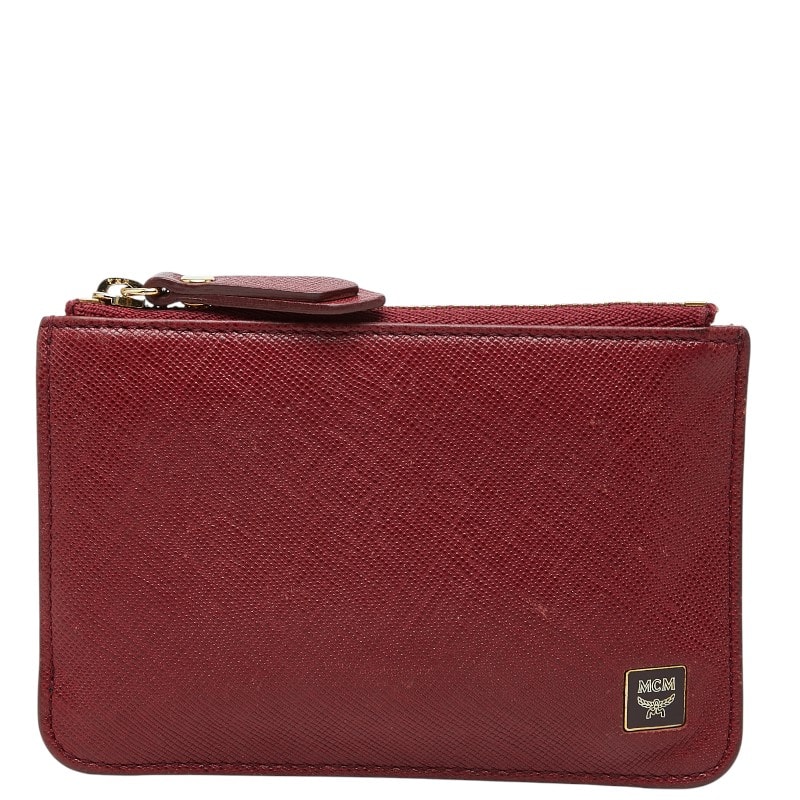 エム シー エム ロゴ コインケース ワインレッド ゴールド レザー レディース MCM 【中古】