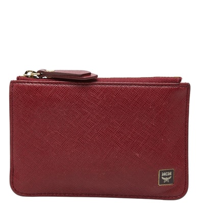 エム シー エム ロゴ コインケース ワインレッド ゴールド レザー レディース MCM 【中古】