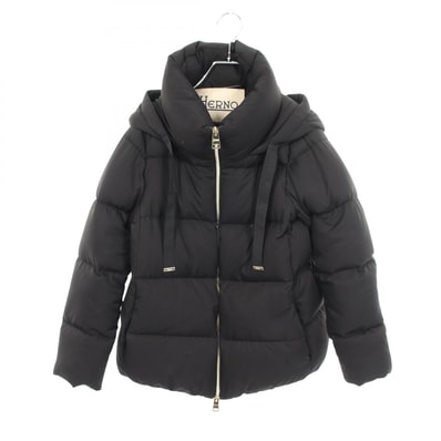ヘルノ Herno フード付き ダウンジャケット 衣料品 アウター ポリエステル レディース ブラック系 PI001589D 【中古】