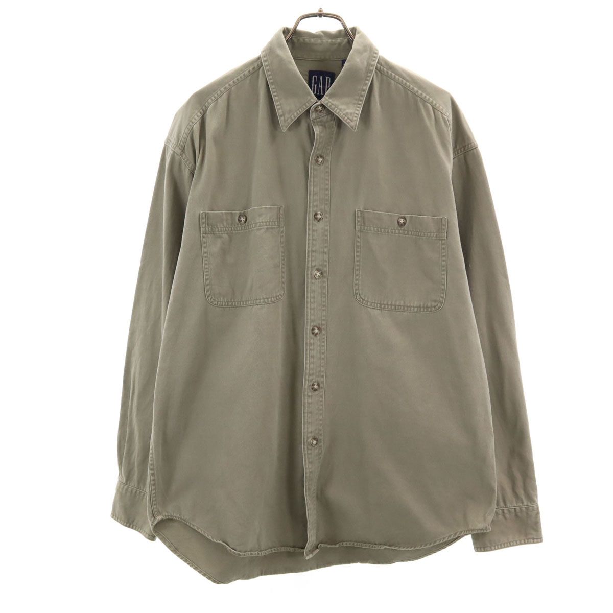 GAP ギャップ 90s オールド 長袖 コットンシャツ L オリーブ