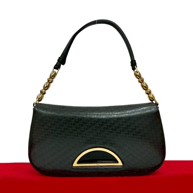 Christian Dior ディオール マリスパール トロッター 柄 レザー ショルダーバッグ ブラック
148-5