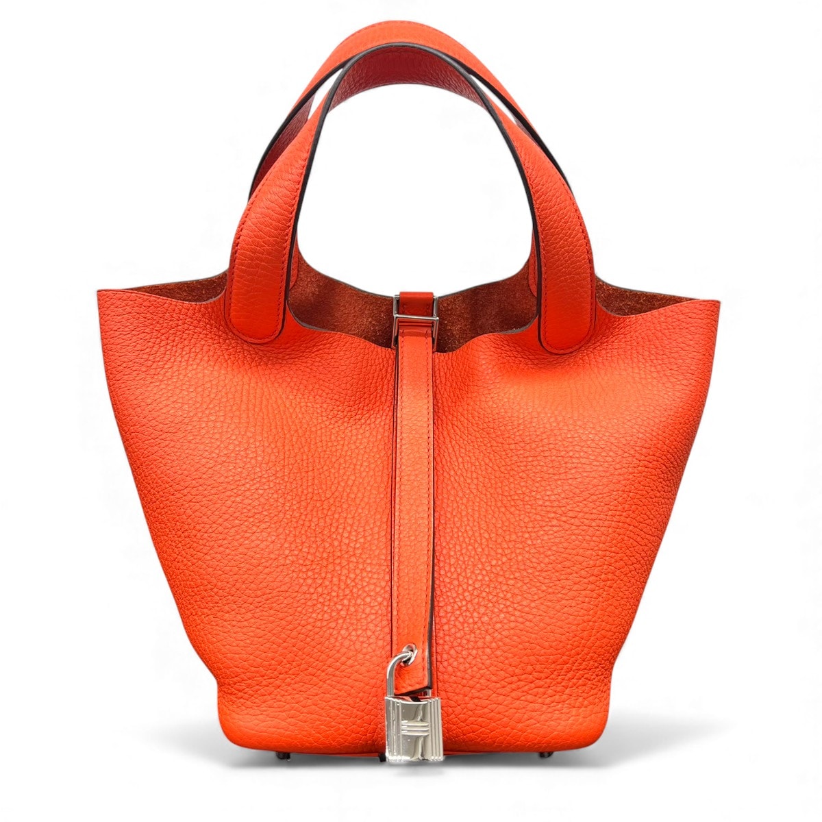 HERMES 展示品級 エルメス ピコタンロックPM ハンドバッグ トートバッグ トリヨンクレマンス レザー A刻印 オレンジポピー オレンジ 未使用 極美品 SAランク 中古 鑑定済 エルメスバッグ