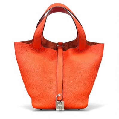 HERMES 展示品級 エルメス ピコタンロックPM ハンドバッグ トートバッグ トリヨンクレマンス レザー A刻印 オレンジポピー オレンジ 未使用 極美品 SAランク 中古 鑑定済 エルメスバッグ