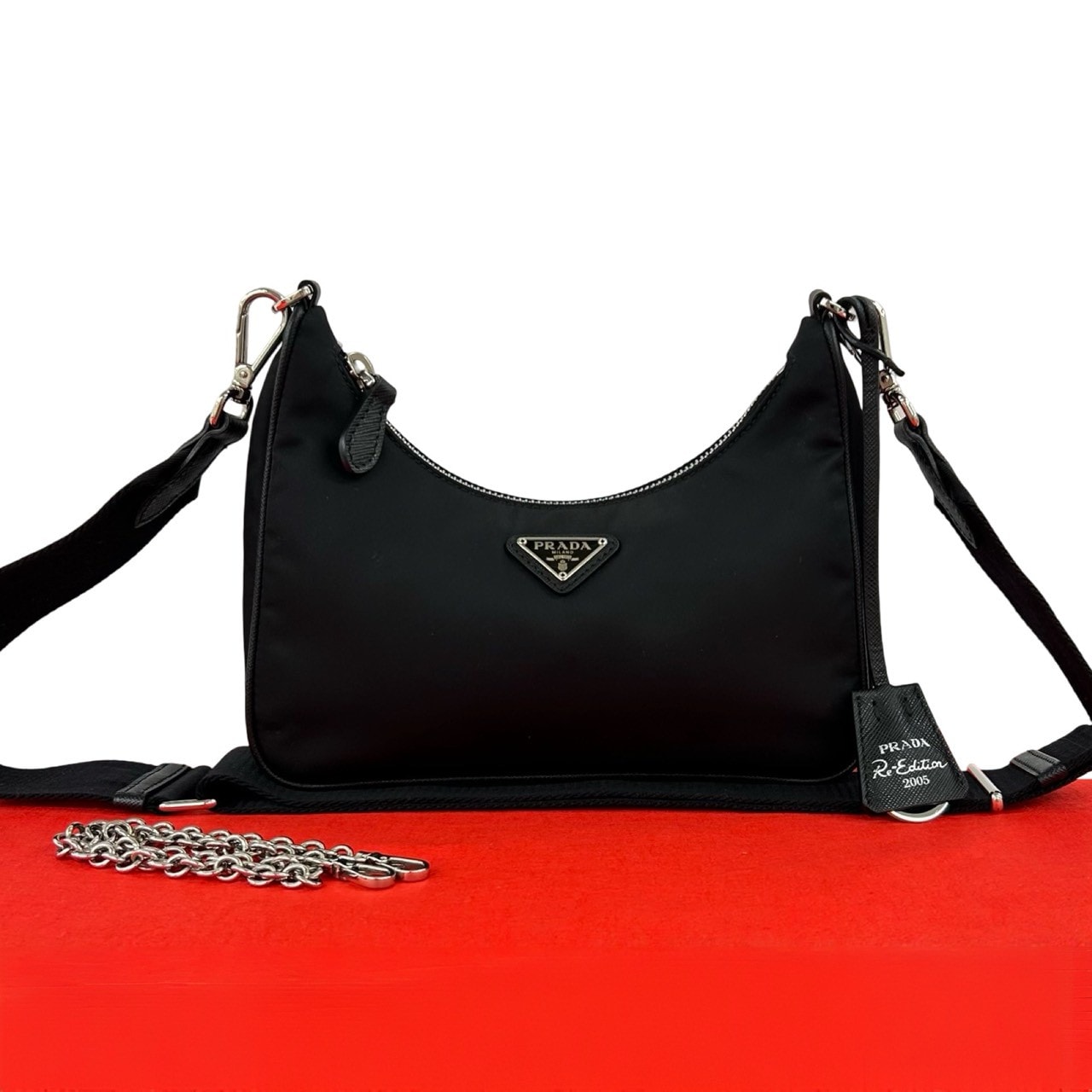 PRADA プラダ Re-Edition 2005 Re-Nylon ナイロン レザー ショルダーバッグ ブラック
 22372