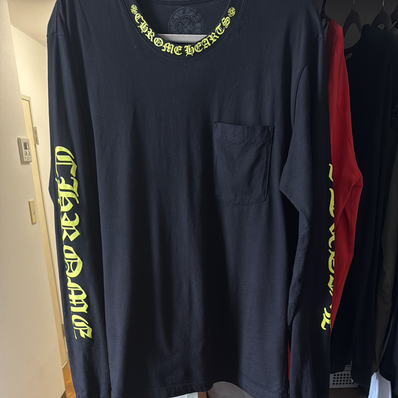 Chrome Hearts Neck Logo Pocket L/S T-Shirt "Black/Gold"