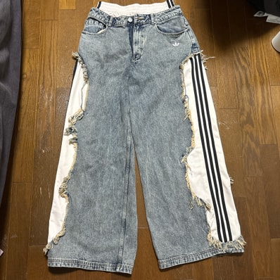 adidas Women's Adilenium 5.0 Deconstructed Denim Pants "ChalkyBrown"