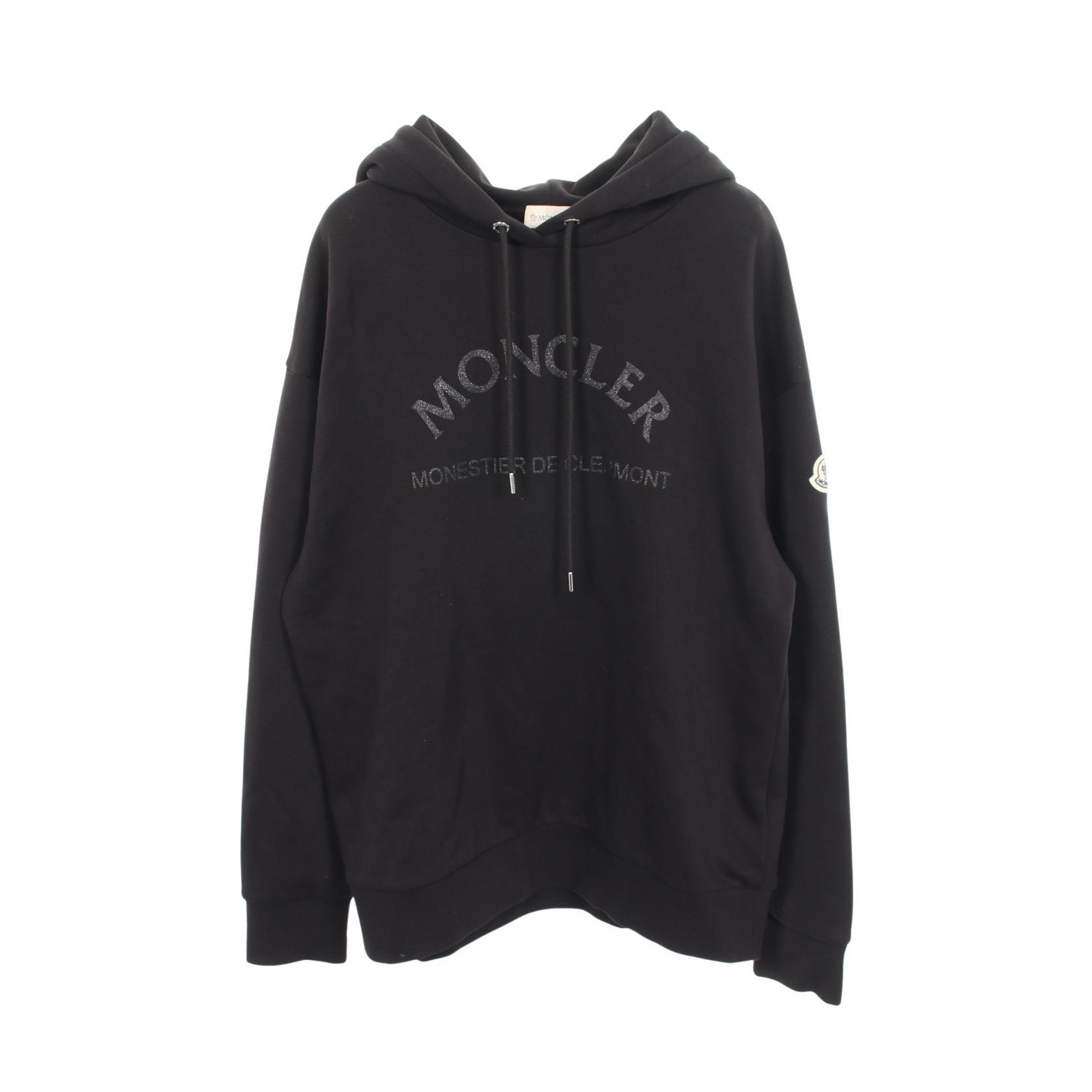 モンクレール MONCLER グリッターロゴ パーカー 衣料品 トップス コットン レディース ブラック系 【中古】