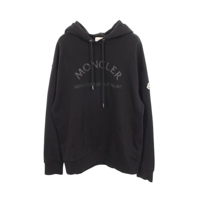 モンクレール MONCLER グリッターロゴ パーカー 衣料品 トップス コットン レディース ブラック系 【中古】
