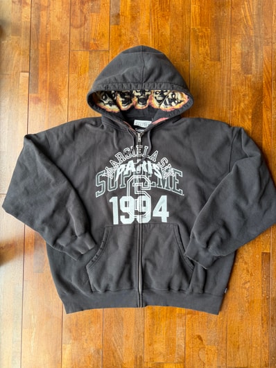 Supreme x MM6 Maison Margiela Zip Up Hooded Sweatshirt "Black"