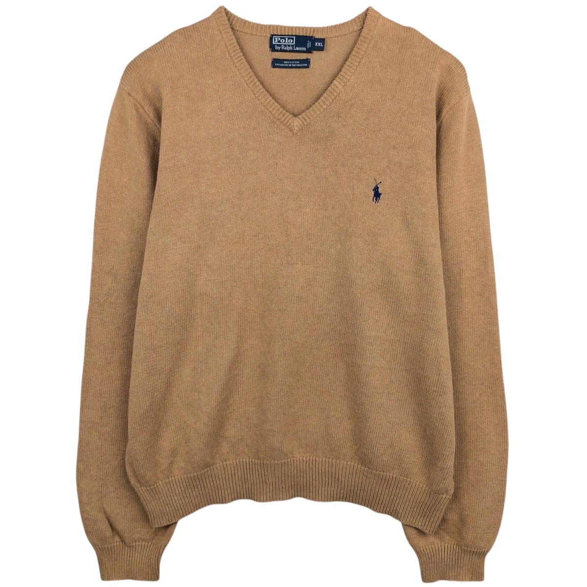 古着 ラルフローレン Ralph Lauren POLO by Ralph Lauren Vネック コットンニットセーター メンズXXL相当/eaa627528