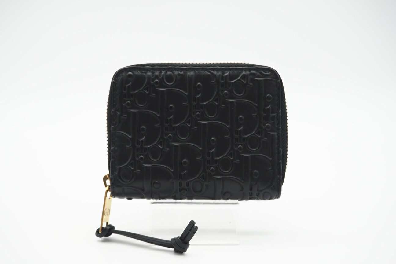 美品 Christian Dior クリスチャンディオール トロッター レザー グラビティ コインケース コインケース ブラック レザー レディース