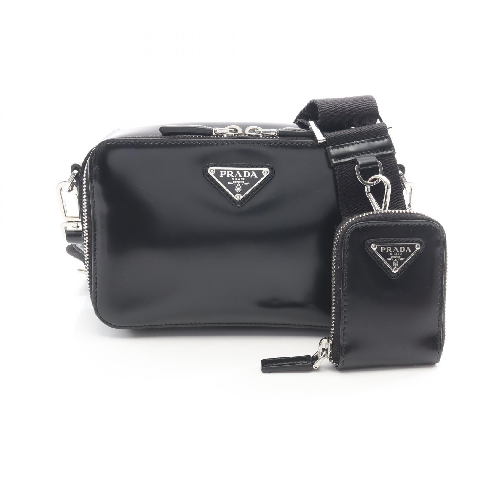 プラダ PRADA ブリック ショルダーバッグ バッグ パテントレザー メンズ ブラック系 2VH070 【中古】