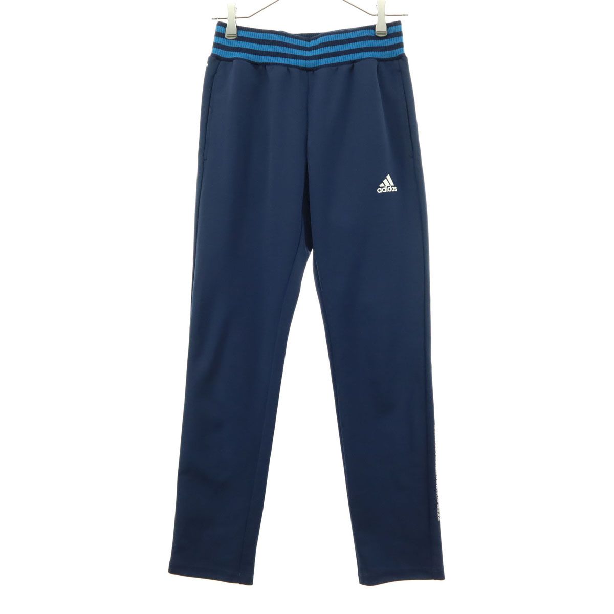 adidas アディダス ワンポイント刺繍 ロングジャージパンツ S ネイビー