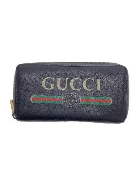 GUCCI Vintage Logo Print Zip Around Wallet "Black"