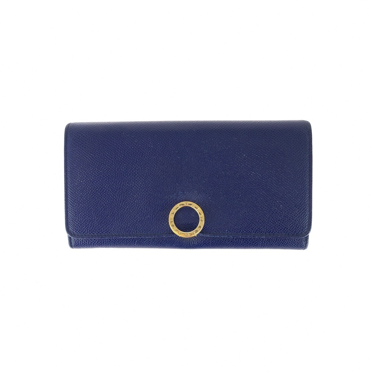 BVLGARI ブルガリ ブルガリ ブルガリ ネイビー ゴールド金具 レザー 長財布 1-0292508 【中古】