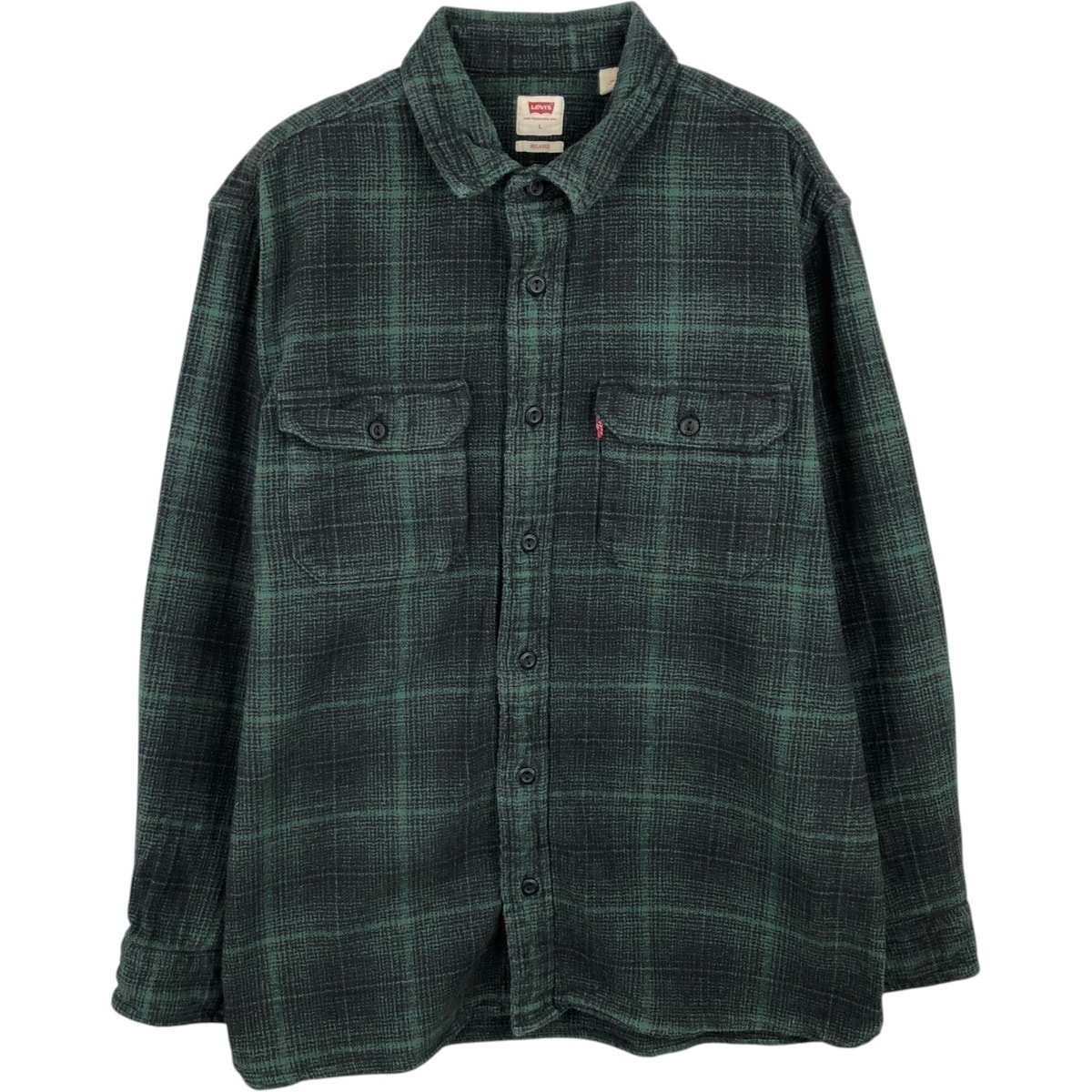 古着 リーバイス Levi's RELAXED オンブレチェック 長袖 フランネルチェックシャツ メンズL相当/eaa637653