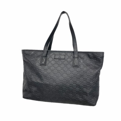 【6id5497】グッチ トートバッグ グッチシマ 211137 レザー ブラック シャンパンゴールド金具【中古】レディース