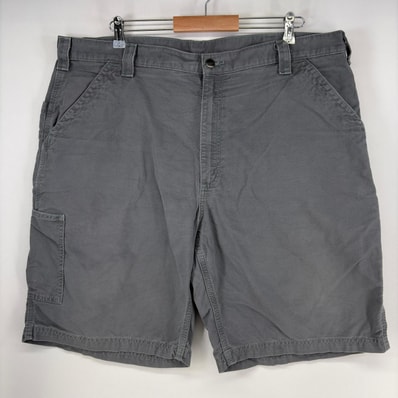 古着 カーハート Carhartt ダック ショートパンツ ペインター ワンポイントロゴ ジップ 大きいサイズ ワーク w42 グレー メンズ