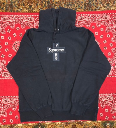 Supreme Cross Box Logo Hooded Sweatshirt "Navy"