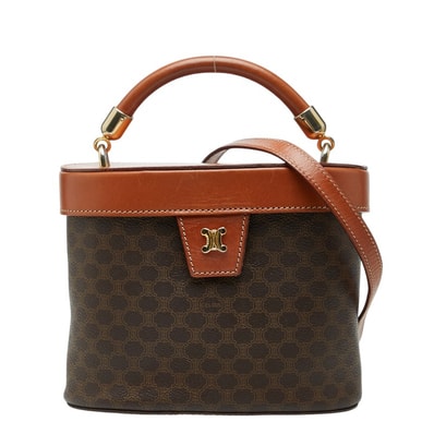 セリーヌ マカダム バニティバッグ ショルダーバッグ 2WAY ブラウン PVC レザー レディース CELINE 【中古】