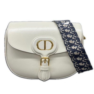 Christian Dior 極美品 ディオール BOBBY ボビー ラージ ショルダーバッグ M9320UMOB レザー ホワイト オブリーク トロッター ロゴ CD クリスチャン クロスボディ メッセンジャーバッグ Aランク 鑑定済 中古 ディオールバッグ