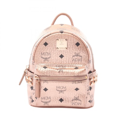 エム・シー・エム MCM STARK スターク ヴィセトス リュックサック バックパック バッグ PVCコーティングキャンバス レザー レディース ゴールド系 【中古】