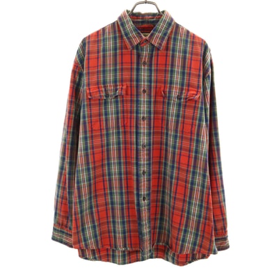 G.H.BASS & COMPANY ジーエイチバス チェック柄 長袖 コットンシャツ L オレンジ