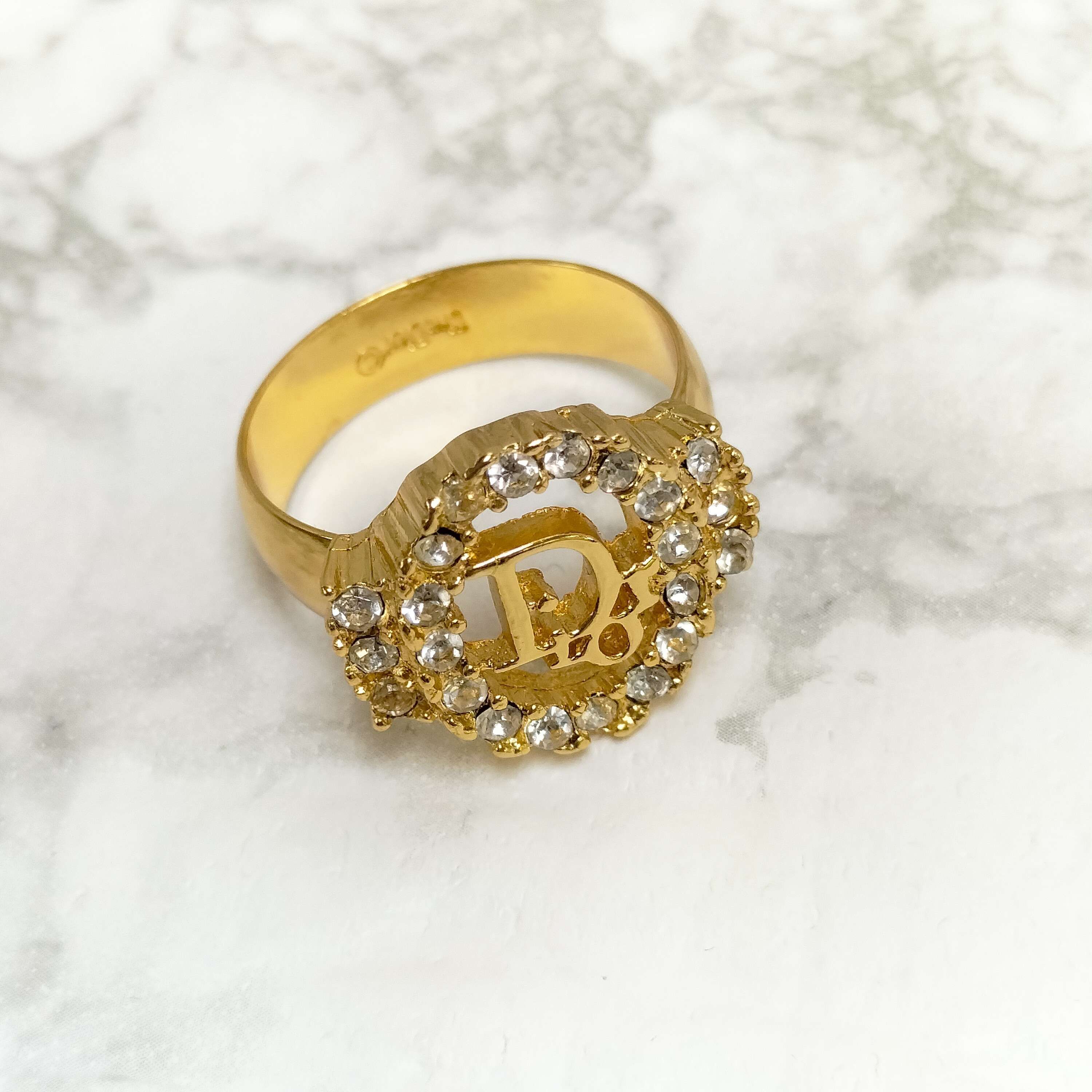 Dior ヴィンテージ ロゴ ストーン リング