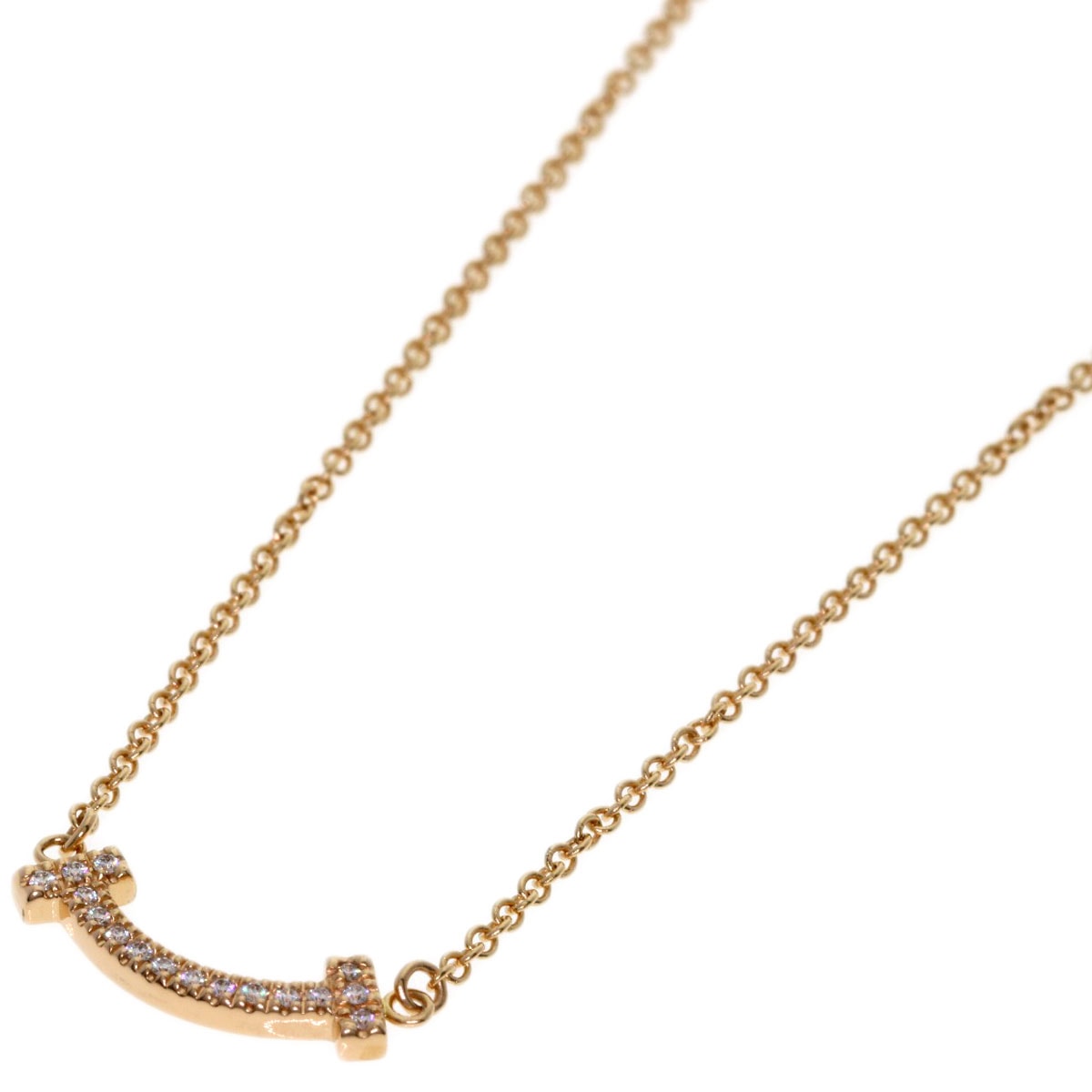 TIFFANY&Co. ティファニー Tスマイル ミニ ダイヤモンド ネックレス K18PG レディース [中古]
