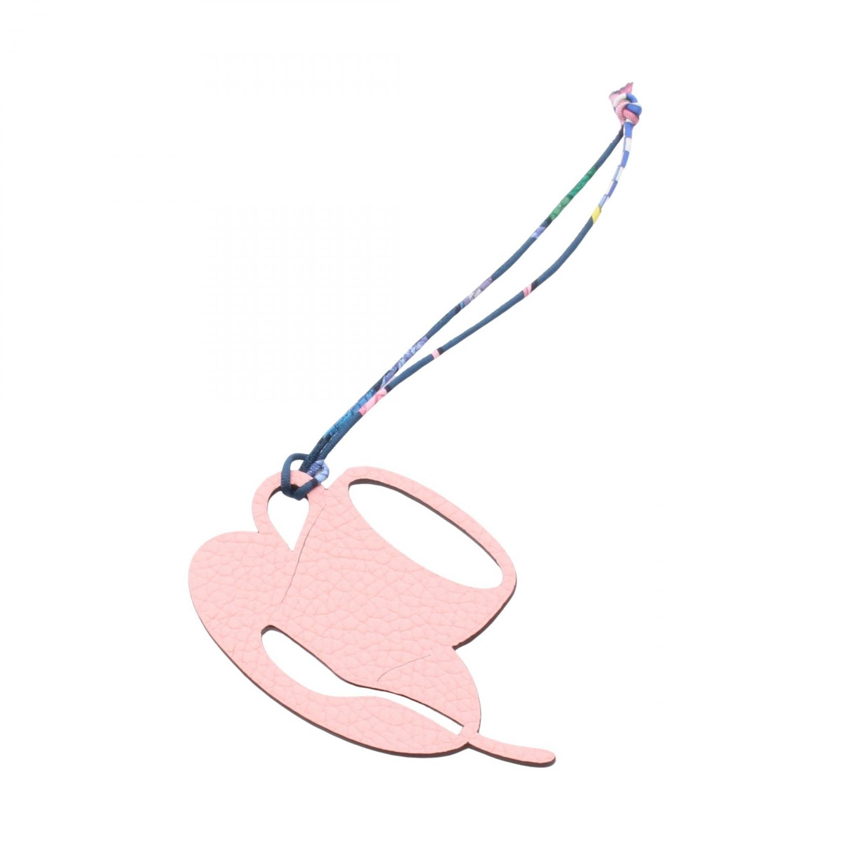 エルメス HERMES プティアッシュ ティーカップ チャーム アクセサリー レザー トリヨンクレマンス / ヴォーエプソン トリヨンクレマンス ローズサクラ レディース ピンク系 / ブラウン系 / エベンヌ 【中古】