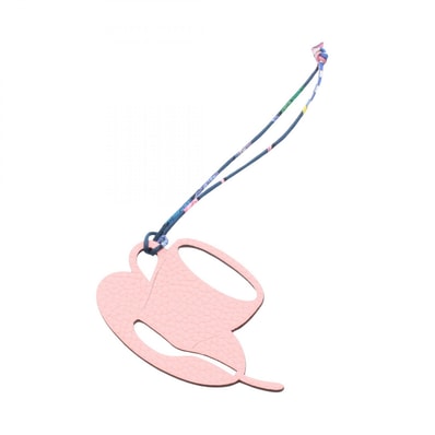 エルメス HERMES プティアッシュ ティーカップ チャーム アクセサリー レザー トリヨンクレマンス / ヴォーエプソン トリヨンクレマンス ローズサクラ レディース ピンク系 / ブラウン系 / エベンヌ 【中古】
