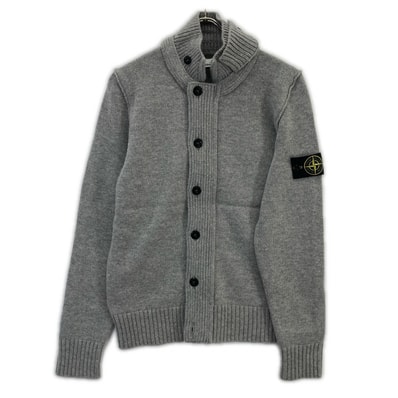 ストーンアイランド グレー ウール スタンドカラー カーディガン M