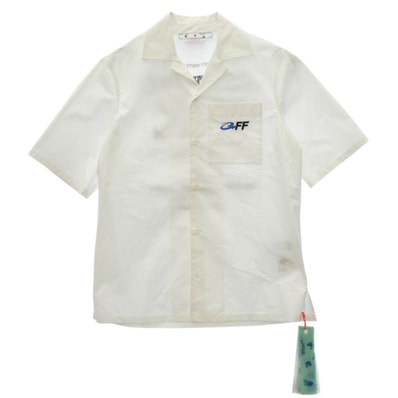 OFF-WHITE オフホワイト 半袖シャツ OMGG004S23FAB001 バック刺繍ロゴプリント オープンカラー 半袖 シャツ ホワイト系 S【中古】