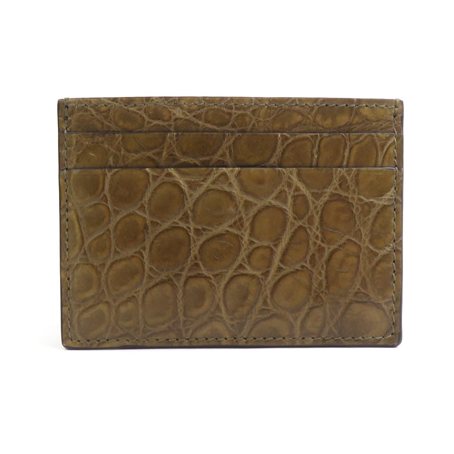 グッチ GUCCI カードケース クロコダイル ブラウン ユニセックス 245561【中古】 h31326a