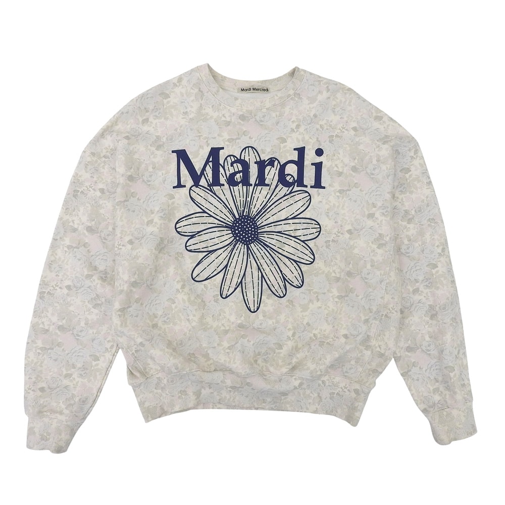 マルディメクルディ 美品 FLEUR FLOWERMARDI SWEATSHIRT 花柄 スウェット トップス メンズ グレー系×ネイビー ONESIZE ONESIZE
