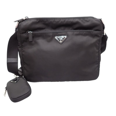 プラダ PRADA Re-Nylon バッグ 1BC421 ショルダーバッグ ナイロン レザー ブラック NERO シルバー金具 レディース ユニセックス【中古】【Aランク】