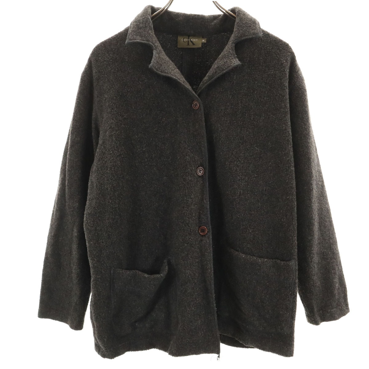 Calvin klein カルバンクライン 90s オールド 長袖 ニットカーディガン M チャコールグレー
