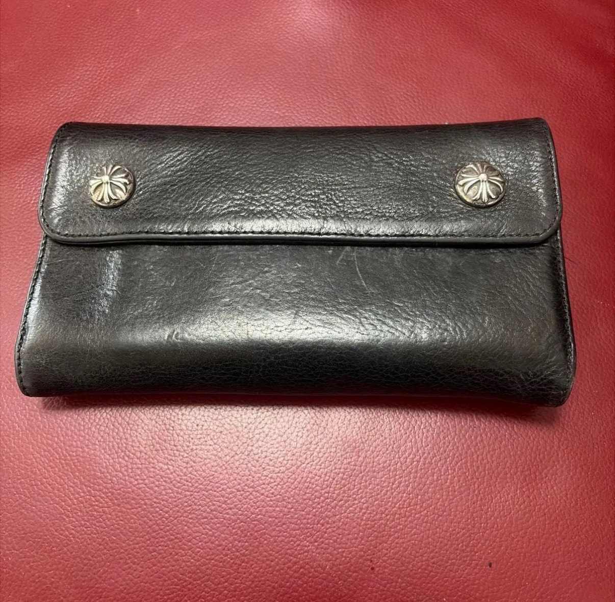 美品!クロムハーツ CHROME HEARTS 長財布 ブラック ウェーブウォレット 財布