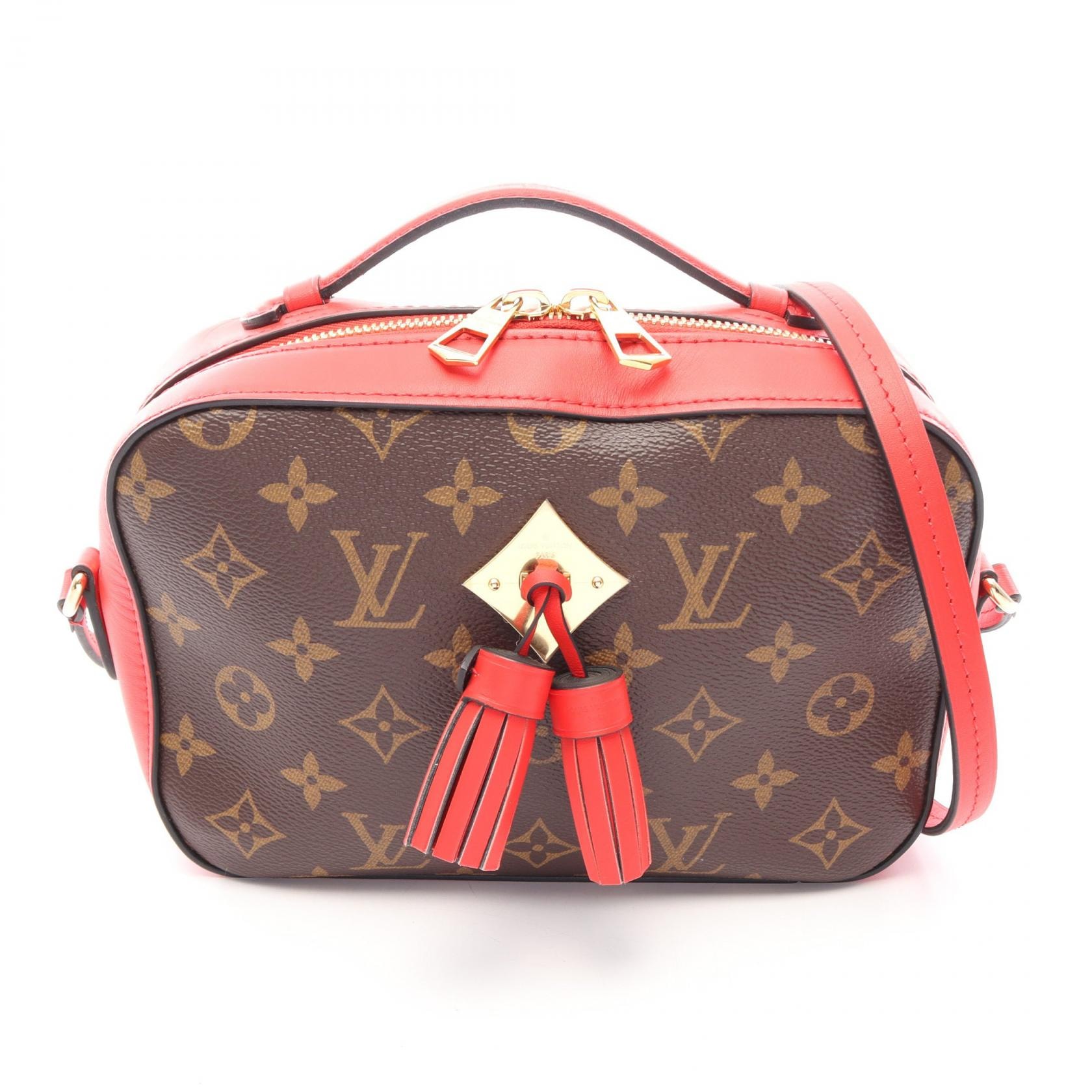 ルイ・ヴィトン LOUIS VUITTON サントンジュ モノグラム コクリコ 2WAY ショルダーバッグ バッグ PVCコーティングキャンバス レザー レッド レディース ブラウン系 / レッド系 M43556 【中古】