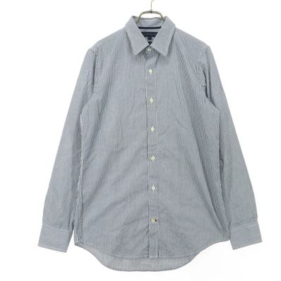 TOMMY HILFIGER トミーヒルフィガー ストライプ柄 長袖 コットンシャツ M ネイビー系